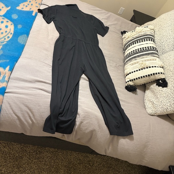 Duluth trading co. Black Short-Sleeve Button Front Jumpsuit - Picture 3 of 4